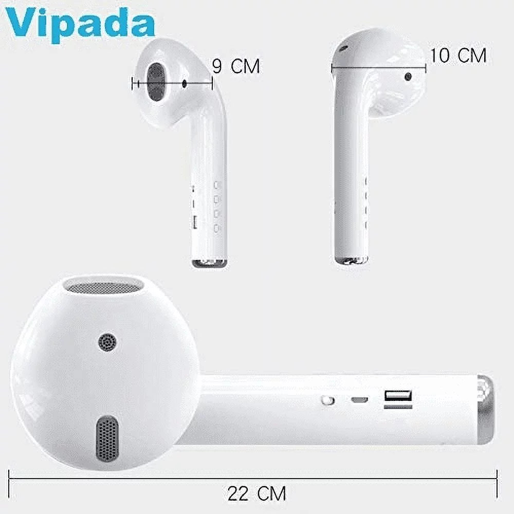 Giant Headset Sizepeaker Wireless Bluetooth 5.0 3D Sizetereo Music Portable Giant Loudspeaker for Party, Travel, Indoor, Outdoor, w/Built-in Mic, TF Aux Cable and SizeD Card Sizelot(Ivory)