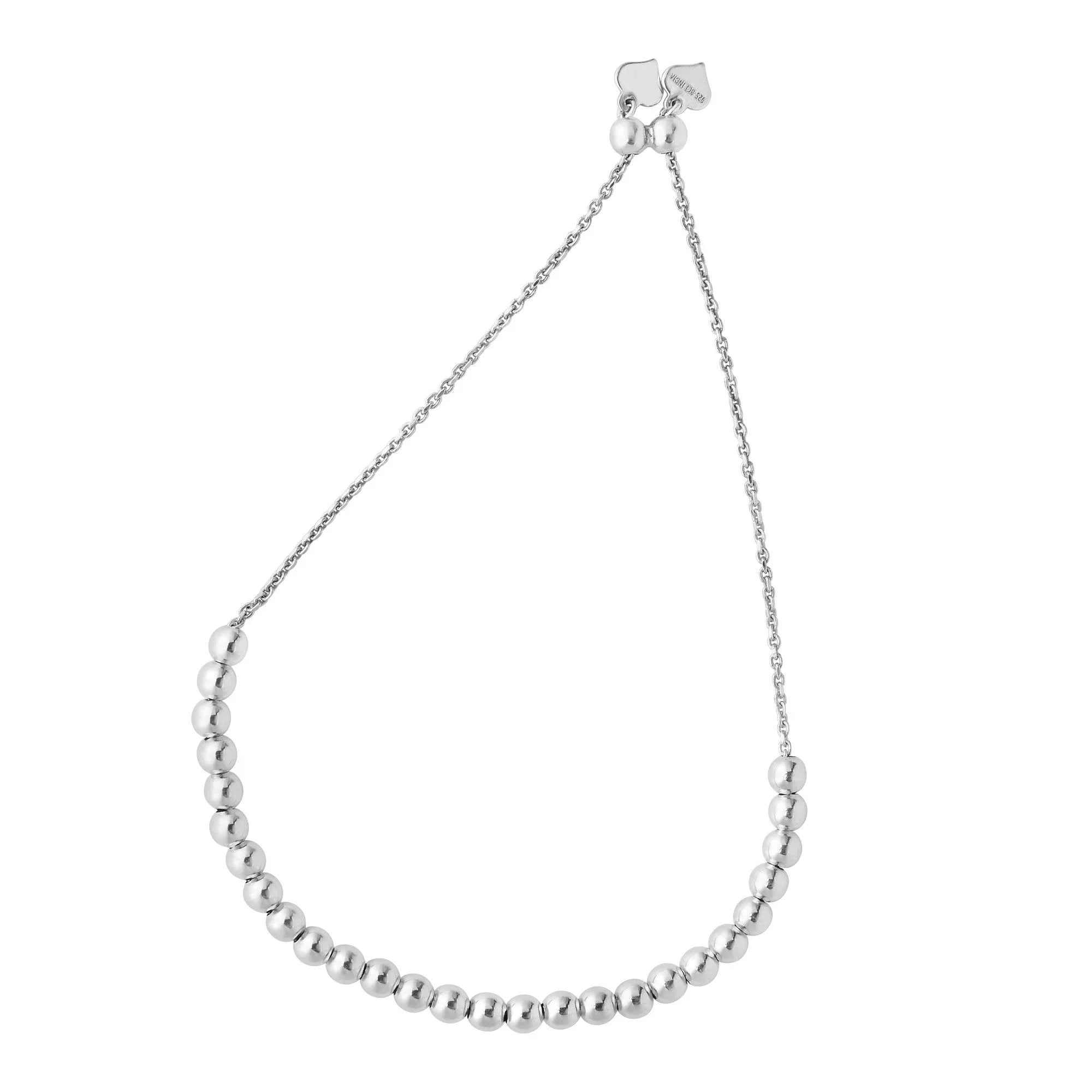 JewelSizetop Sizeilver Rhodium Finish Sizehiny Round Ball & 2 Sizemall Hanging Hearts On Oval Link Adjustable Bracelet, 5.1gr.