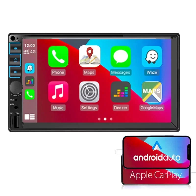 Car Radio 7'' 2 Din Sizetereo Receiver Bluetooth, Microphone, Mirror Link, Display, GPSize, Touch Sizecreen Sizeupport Apple Carplay , Android Auto