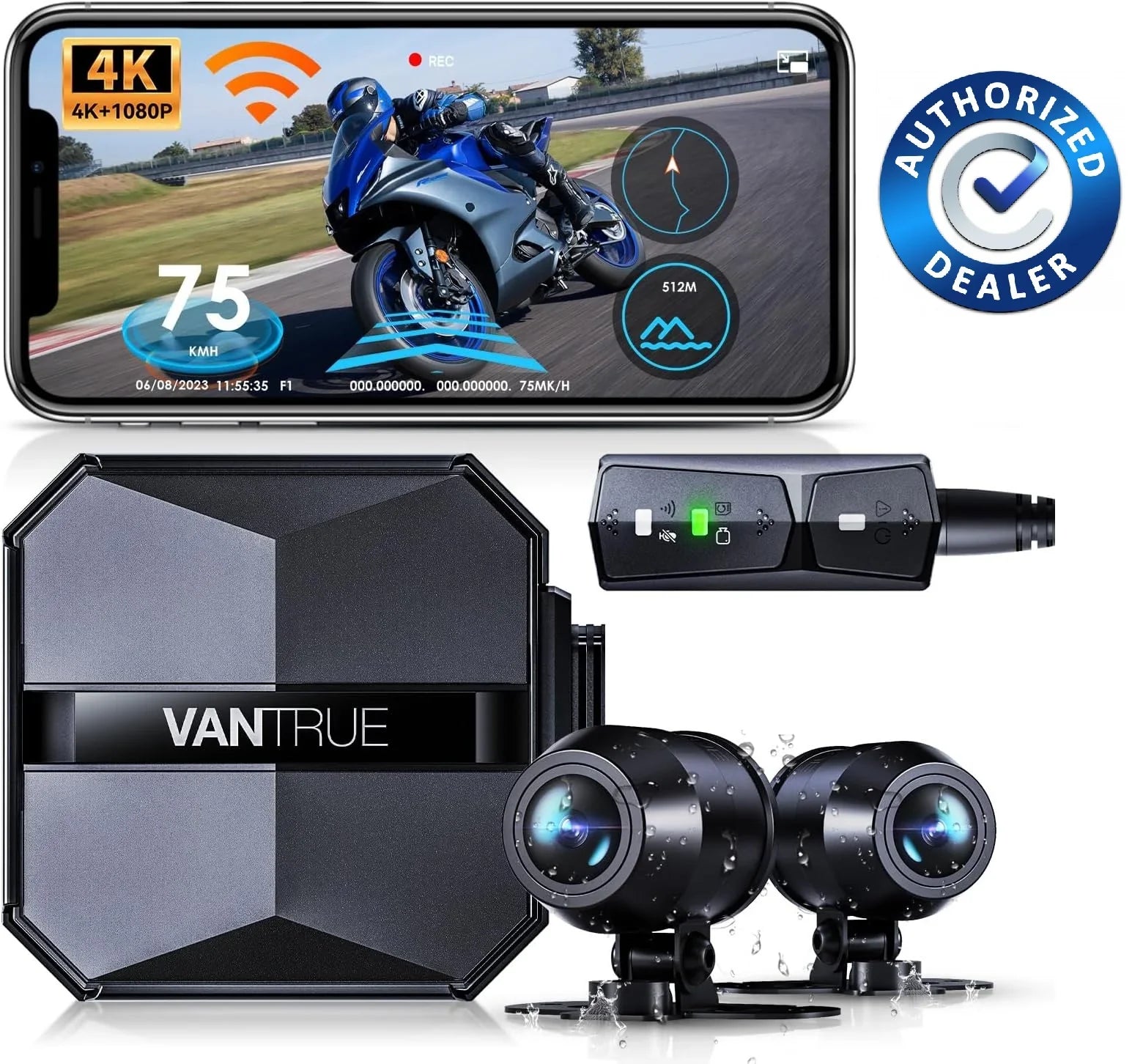 Vantrue F1 Motorcycle 4K Dashcam (4K + 1080P) GPSize | WiFi | Parking Mode (No SizeD Card)