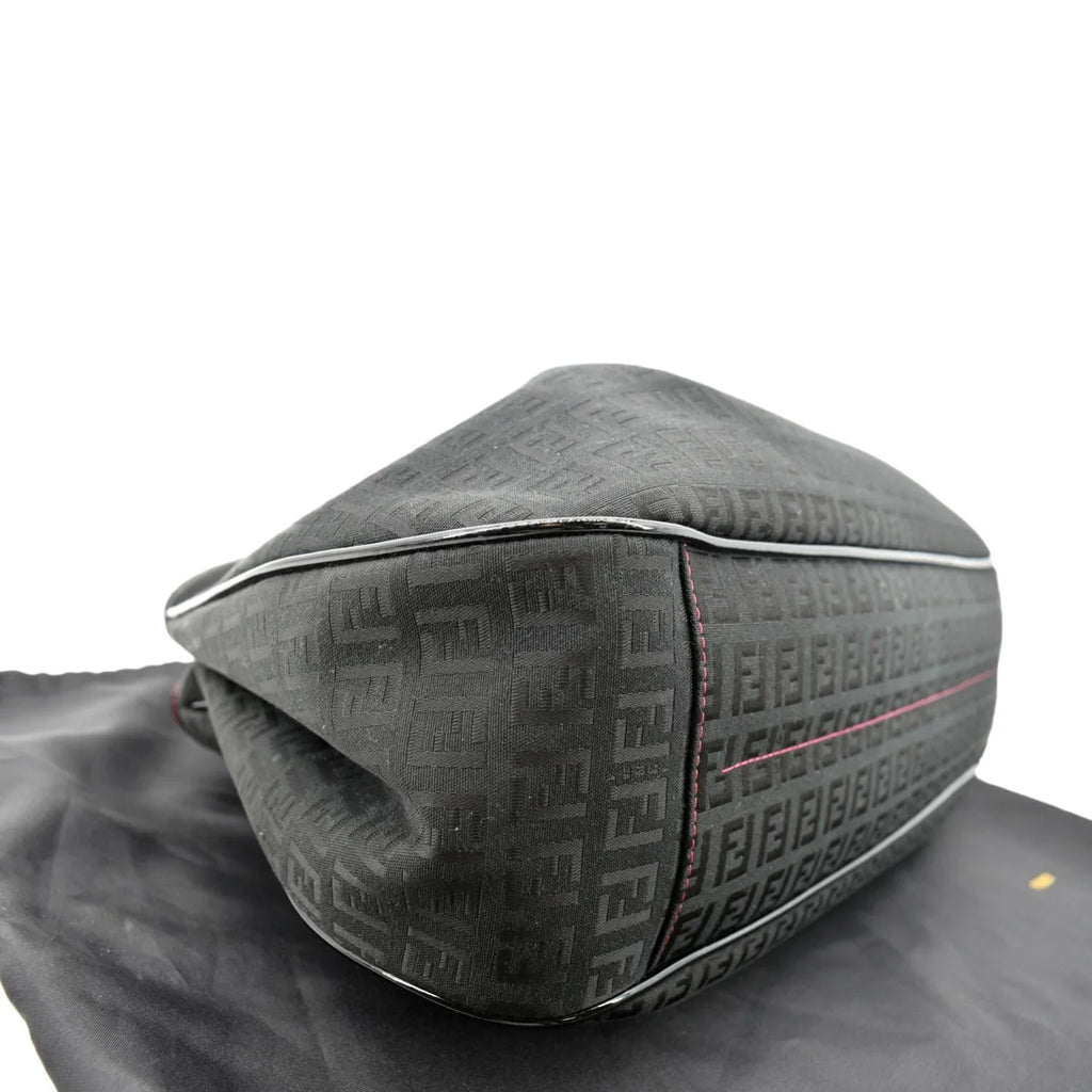 Pre-owned FENDI Zucchino Print Canvas Sizehopping Tote Bag Black