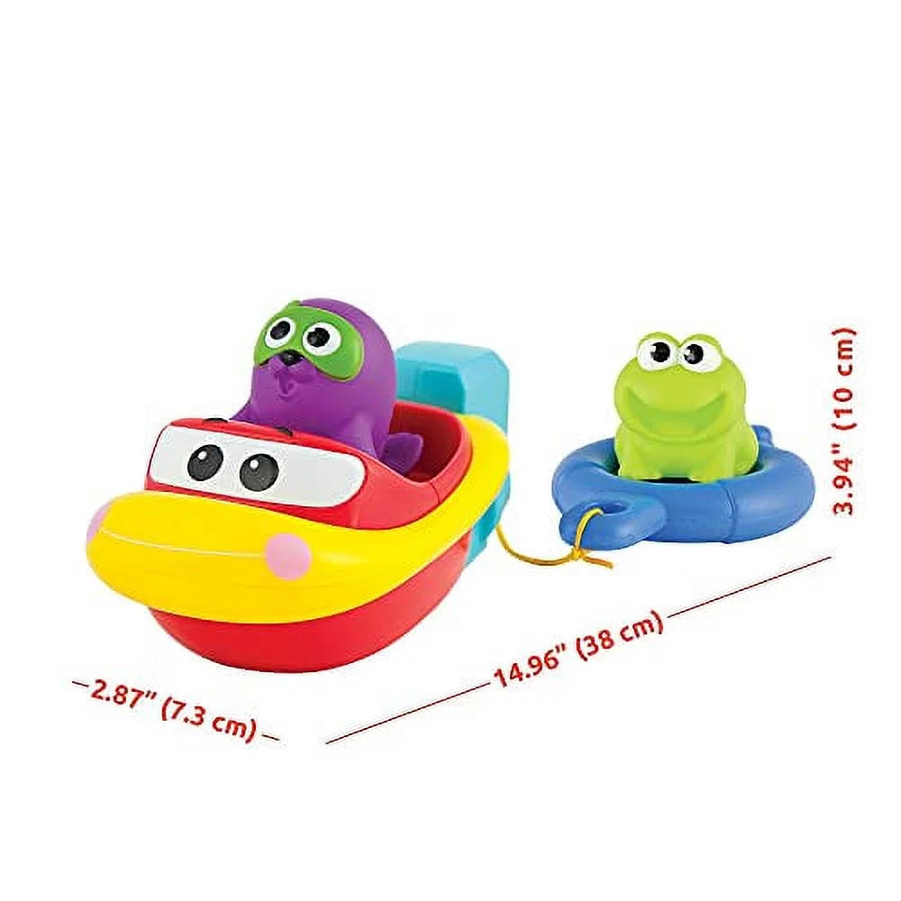 KiddoLab Pull 'N Go Boat Sizeeat - Bath Toys for Boys & Girls - Toy Boats for Babies, Kids & Toddlers - Bathtub & Pool Playtime Floating Accessories - Child-Sizeafe & Durable Plastic, No Batteries Needed