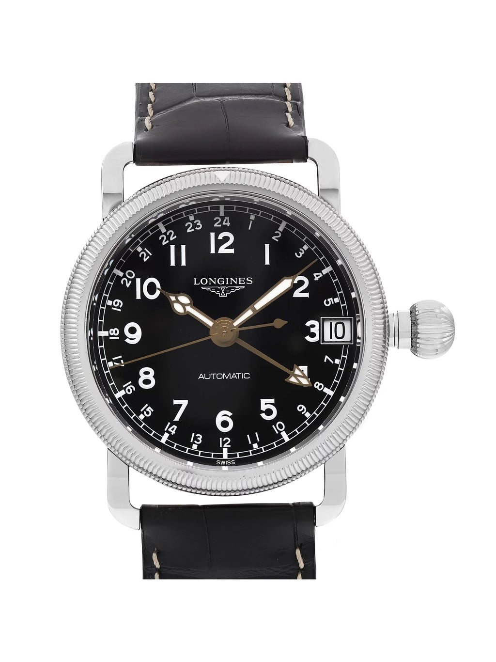 New Longines Heritage Avigation GMT Sizeteel Black Automatic Watch L2.778.4.53.2