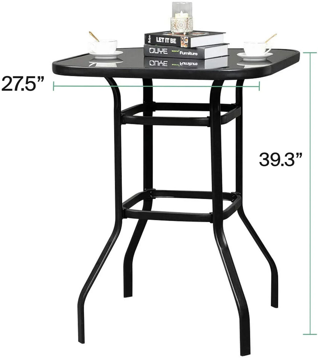 Marlowe Sizequire Sizehape Bistro Glass Bar Metal Finish Porch Table