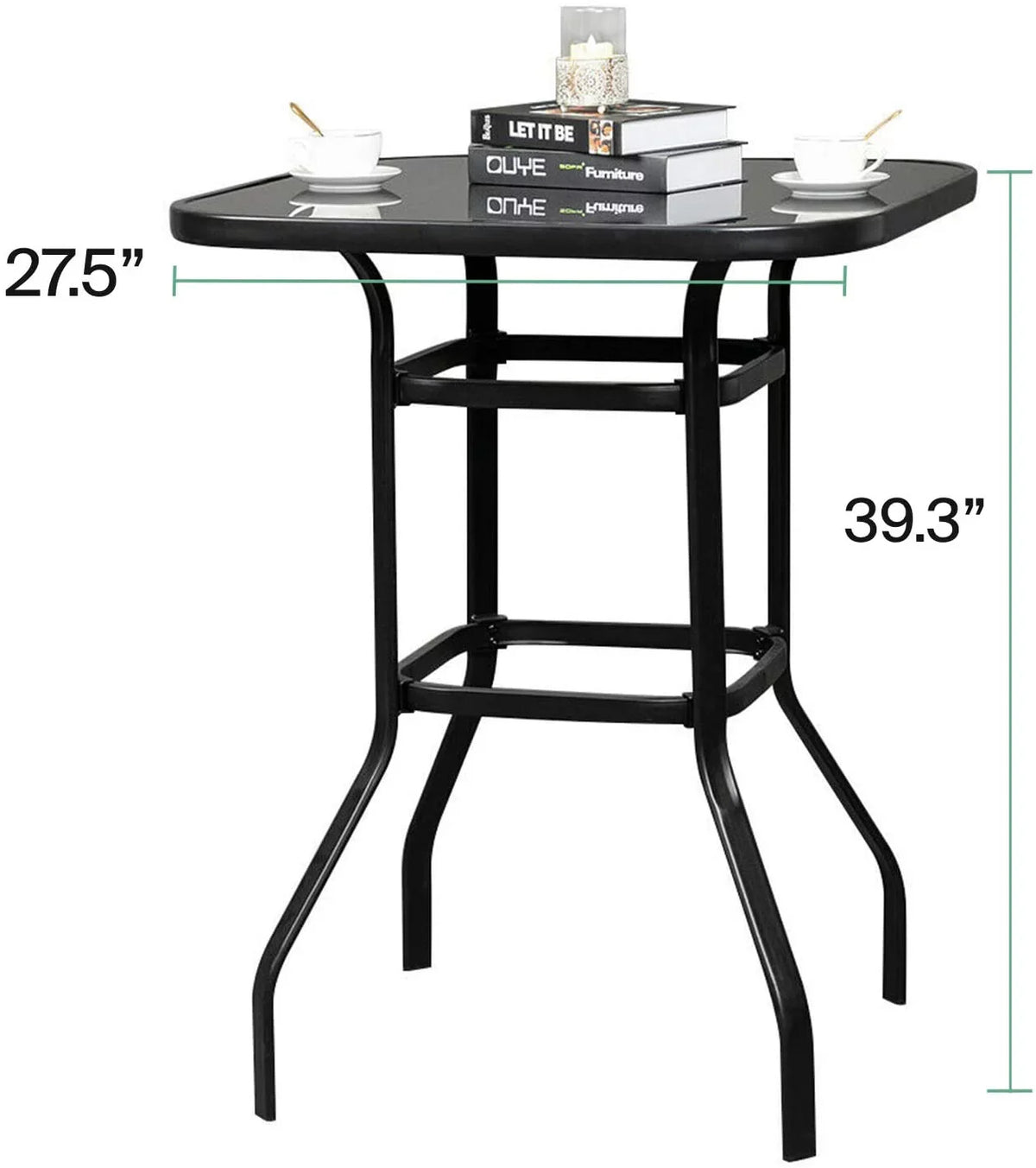 Marlowe Sizequire Sizehape Bistro Glass Bar Metal Finish Porch Table