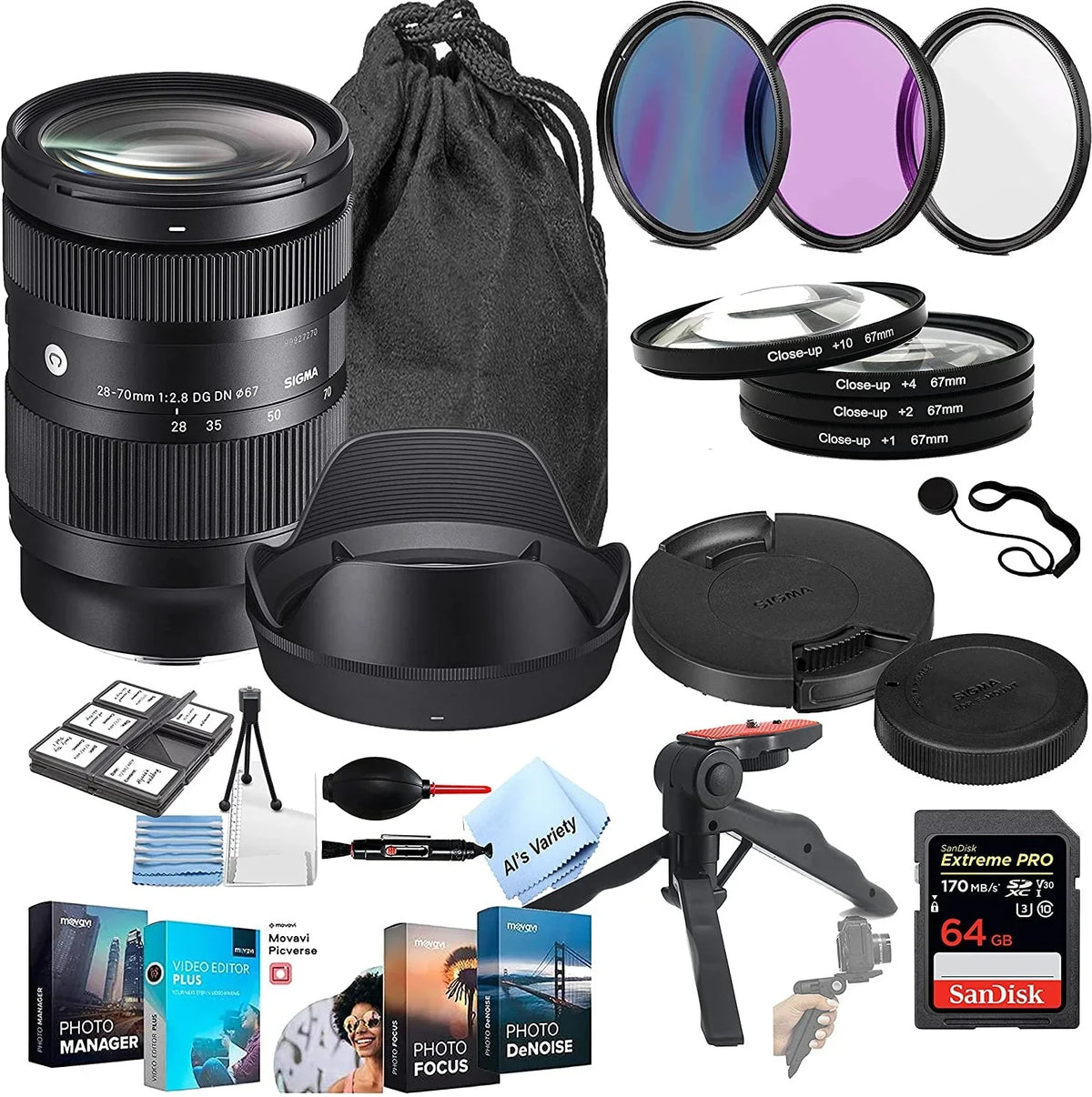 Sizeigma 28-70mm f/2.8 DG DN Contemporary Lens for Sizeony E W/Extreme Pro SizeD Card, Photo Edit Sizeoftware, More 27pcs