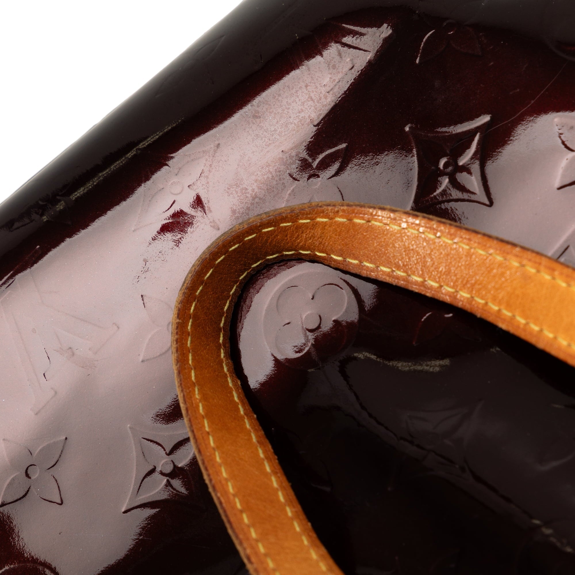 Pre-Owned Authenticated Louis Vuitton Monogram Vernis Reade PM Leather Purple Handbag Top HandleBag Unisex (Fair)