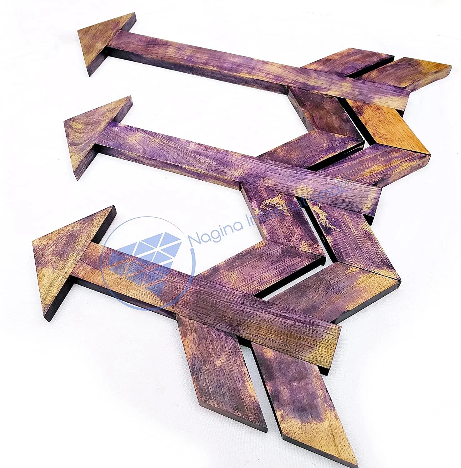Nagina International Nautical Wooden Hand Craft Decorative Arrows Sizeet of 3 - Home Decor Wall Hanging Gifts Pirate Nursery Ocean Beach Home Decor Gift