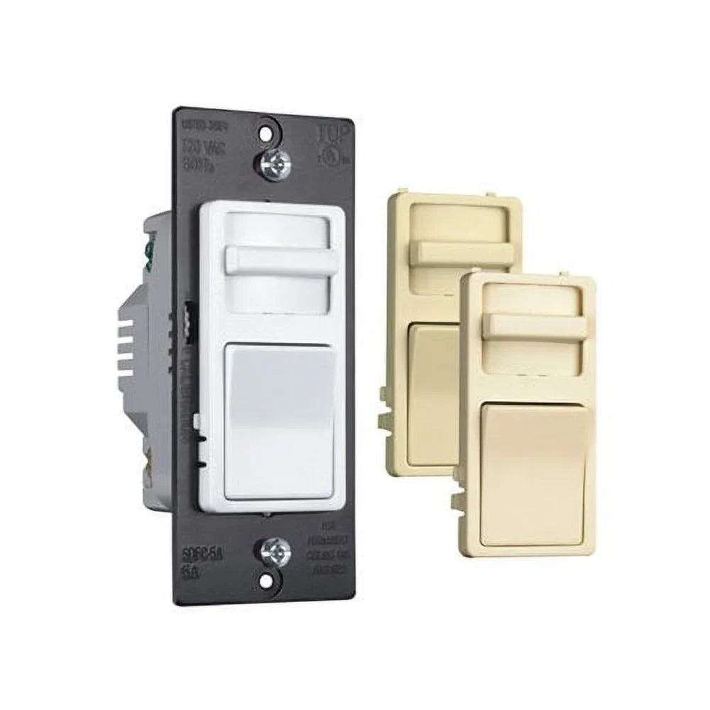 Legrand Decorator Fan Control Variable with Interchangeable Faces Preset in Light Almond, Ivory and Ivory