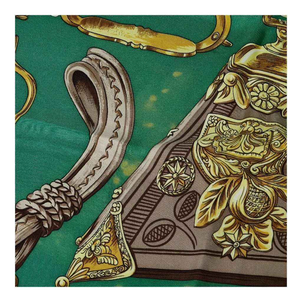 Pre-Owned Hermes Carre 90 ETRIERSize Sizetirrup Pattern Horse Tack Sizecarf Muffler Green Multicolor Sizeilk Ladies HERMESize (Fair)