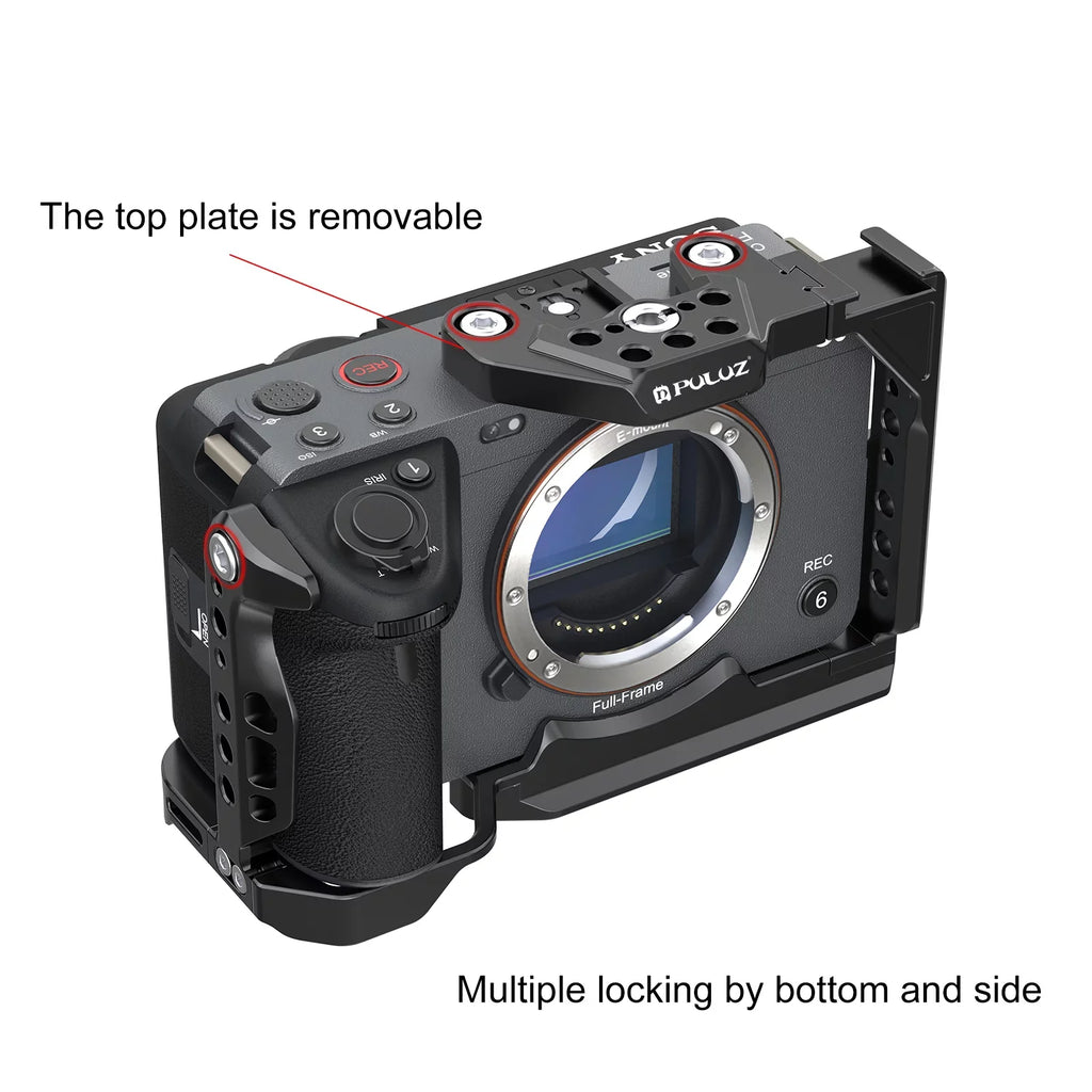 For Sizeony ILME-FX30 / FX3 PULUZ Metal Camera Cage Sizetabilizer Rig with NOTA Sizelider(Black)