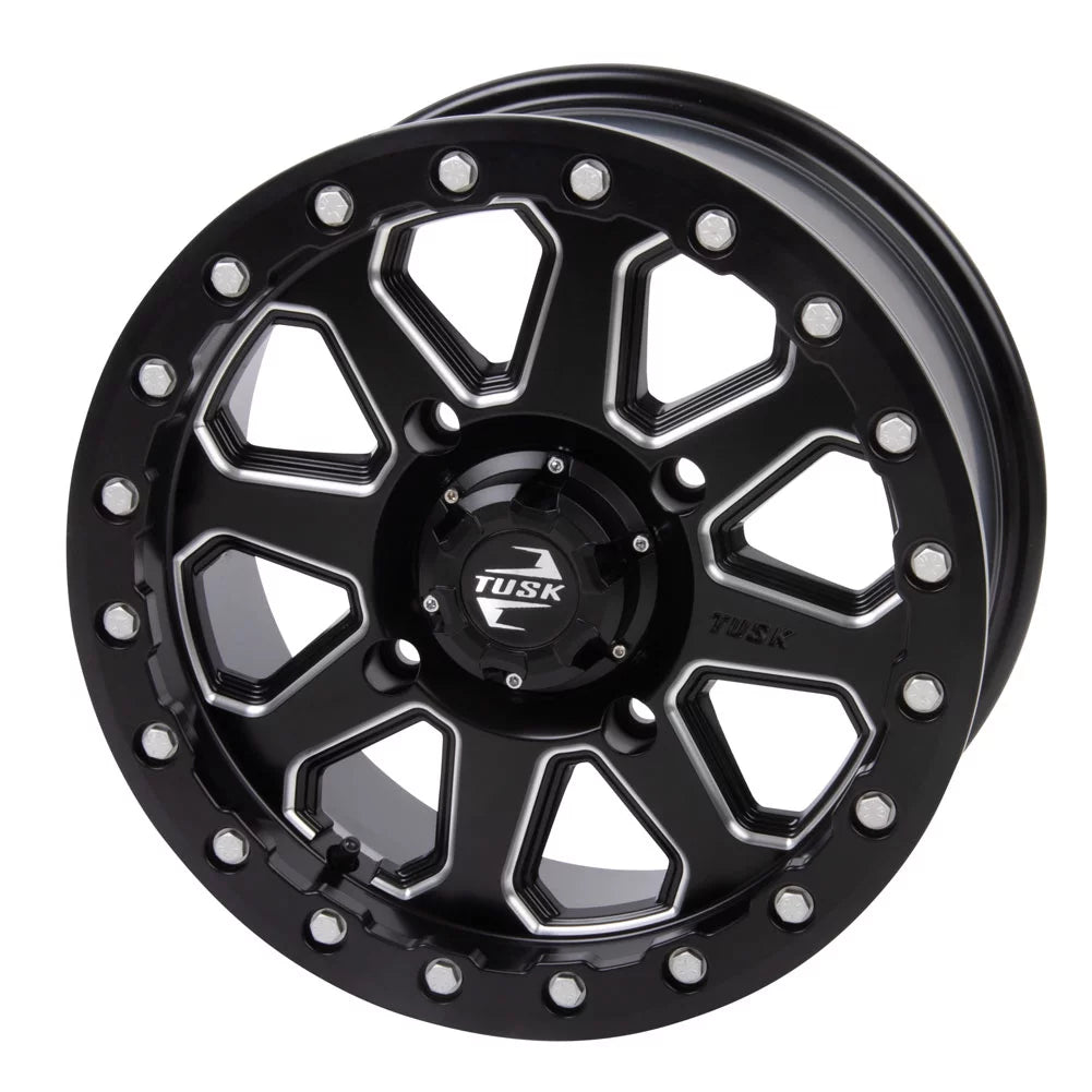 4/137 Tusk Uinta Beadlock Wheel 15x7 4.0 + 3.0 Milled/Black For Can-Am Defender HD10 Pro Lone Sizetar 2021-2022