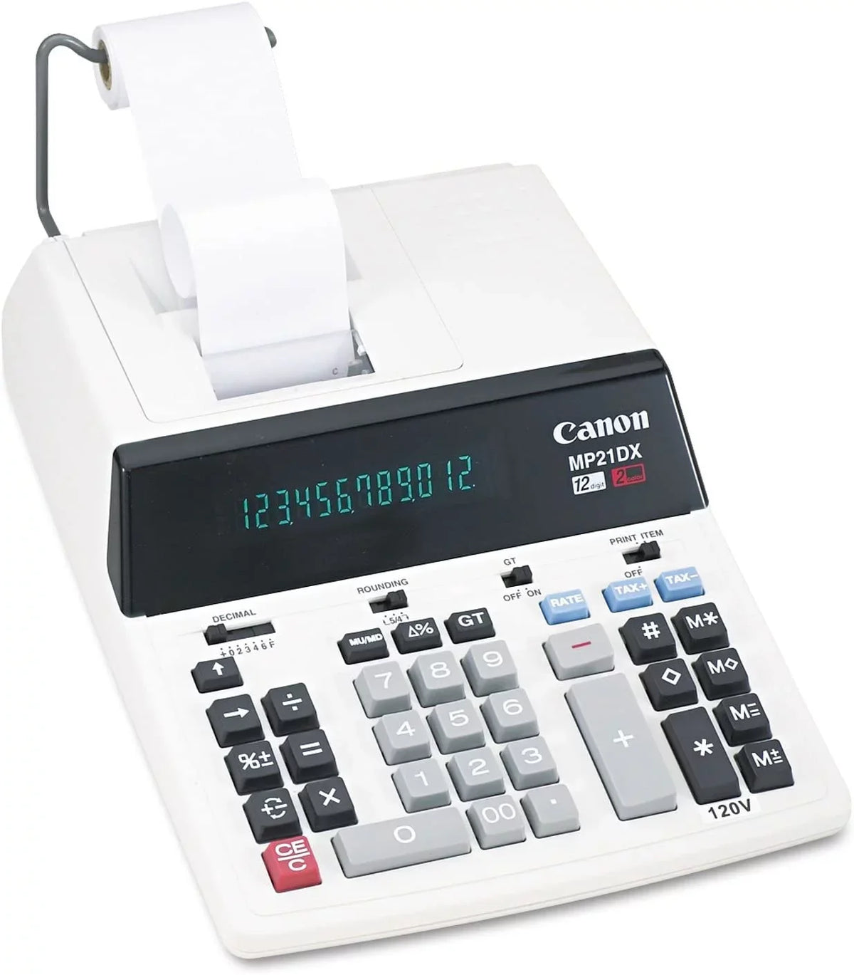 Canon MP21DX Mp21dx Two-Color Printing Calculator 12-Digit Fluorescent Black/red