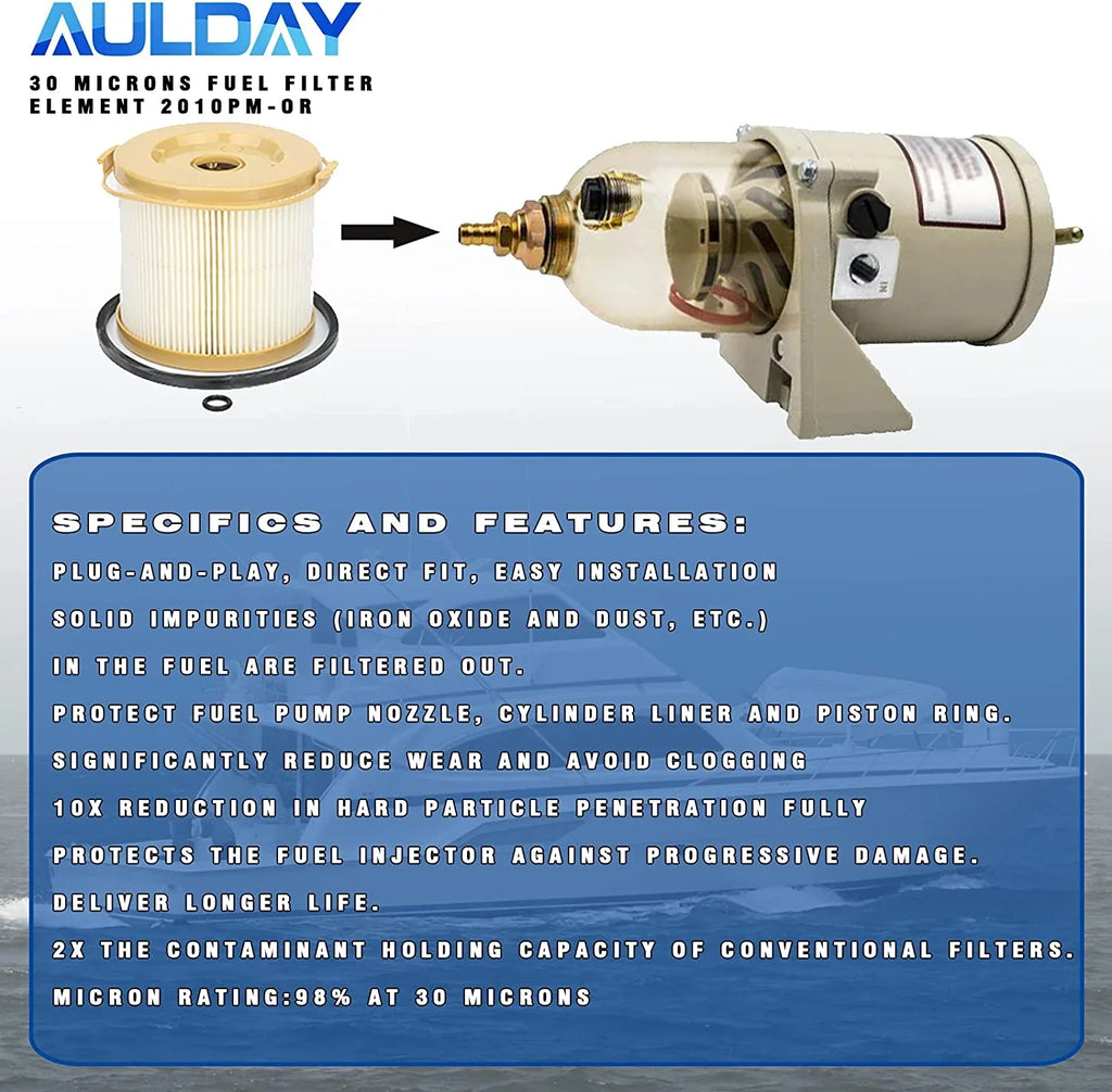 2010PM-OR 8PCSize AULDAY 30 Microns Fuel Filter Element Replacement for 500FH 500FG Marine 500 Sizeeries Turbine 500FG30 500FG1230 500FG2430 and 75500FGX30
