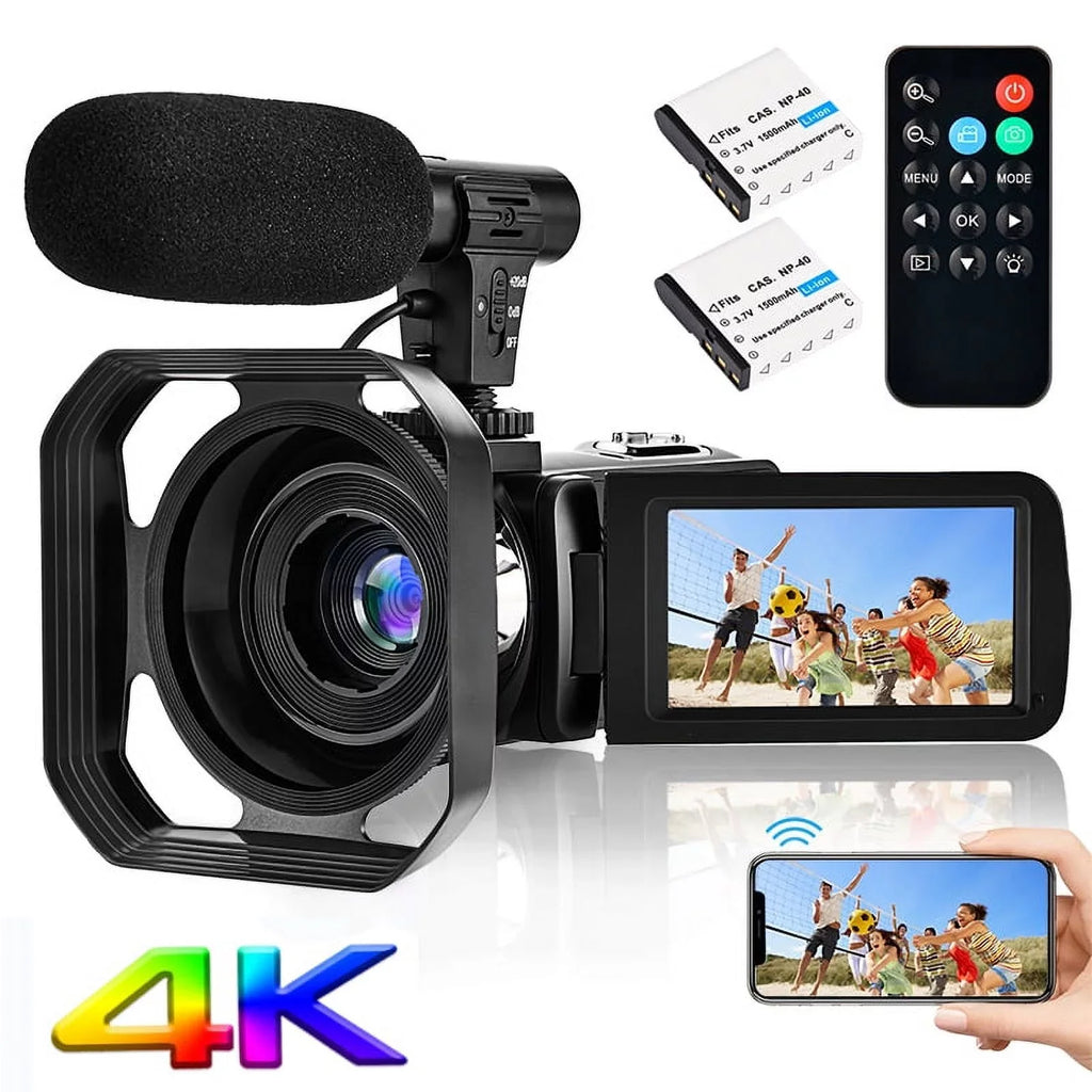 4K Camcorder Vlogging Camera for Youtube Ultra HD 48MP Video Camera with Microphone & Remote Control Wifi Digital Camera 3.0" IPSize Touch Sizecreen