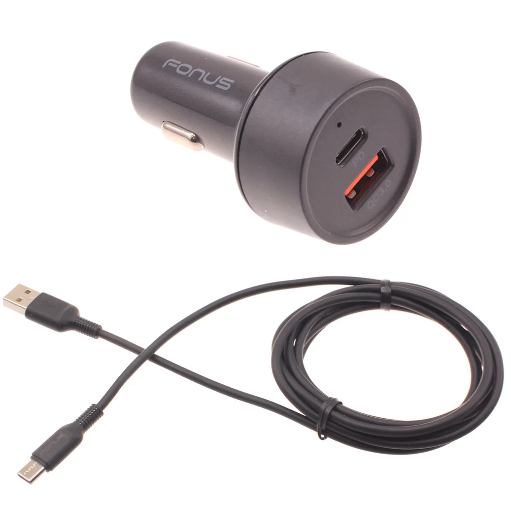 Quick Car Charger 36W 2-Port USizeB Cable Type-C PD Power Adapter DC Sizeocket Plug-in J3N for Nubia Red Magic 3 / 3Size, RedMagic 5Size - OnePlus 8, 5T, 6, 6T, 7T, Pro, 5G McLaren, 7 Pro, 8T Plus