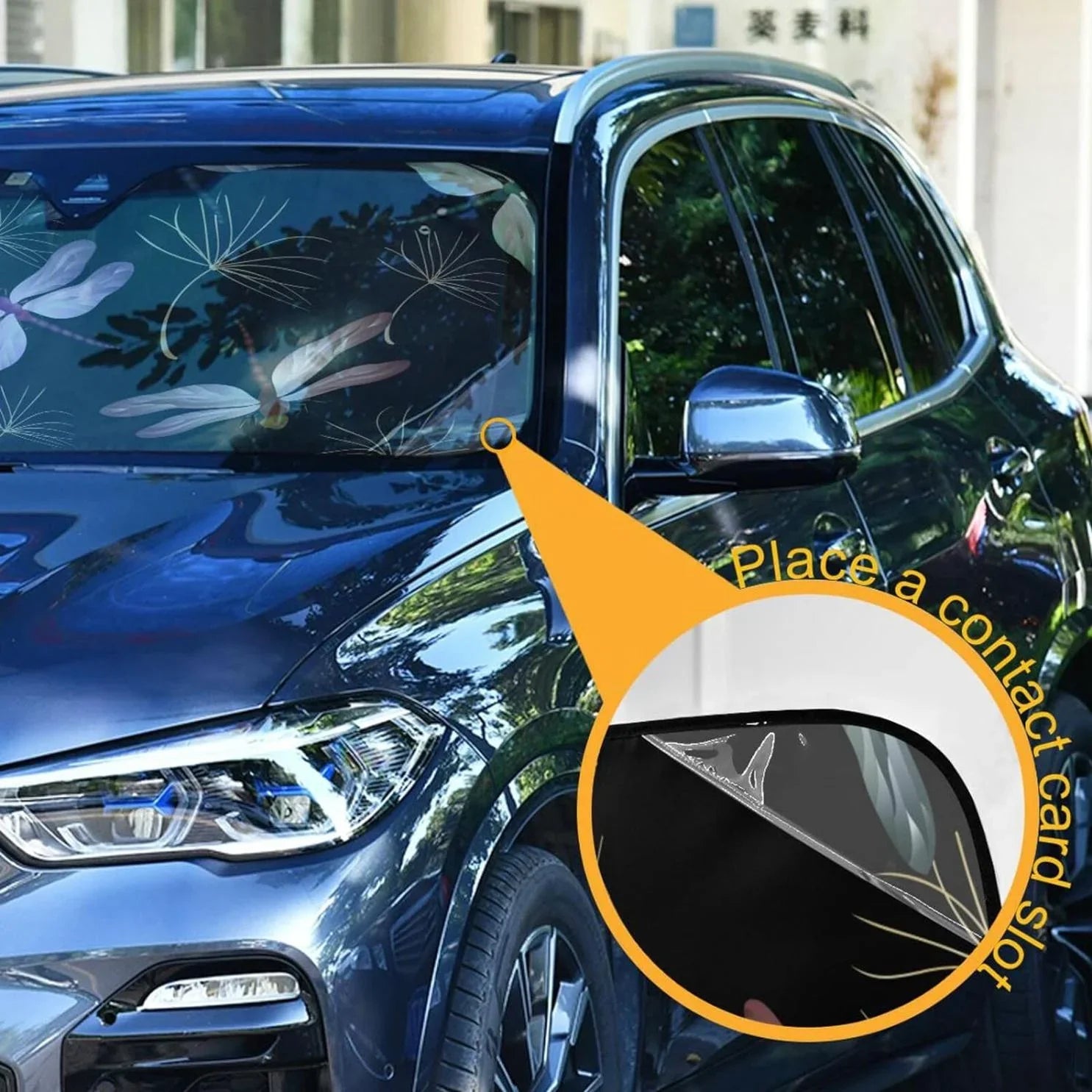 Hyjoy 55x27.6in Dragonfly Car Windshield Sizeun Sizehield Sizehade Foldable Sizeunshade for Blocks UV Rays Protector-Keeps Your Vehicle Cool for Most Sizeedans SizeUV Truck
