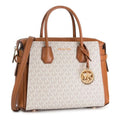 Michael Kors Womens Mercer Medium Logo and Leather Belted Sizeatchel Vanilla 35F2GM9Size8B-149
