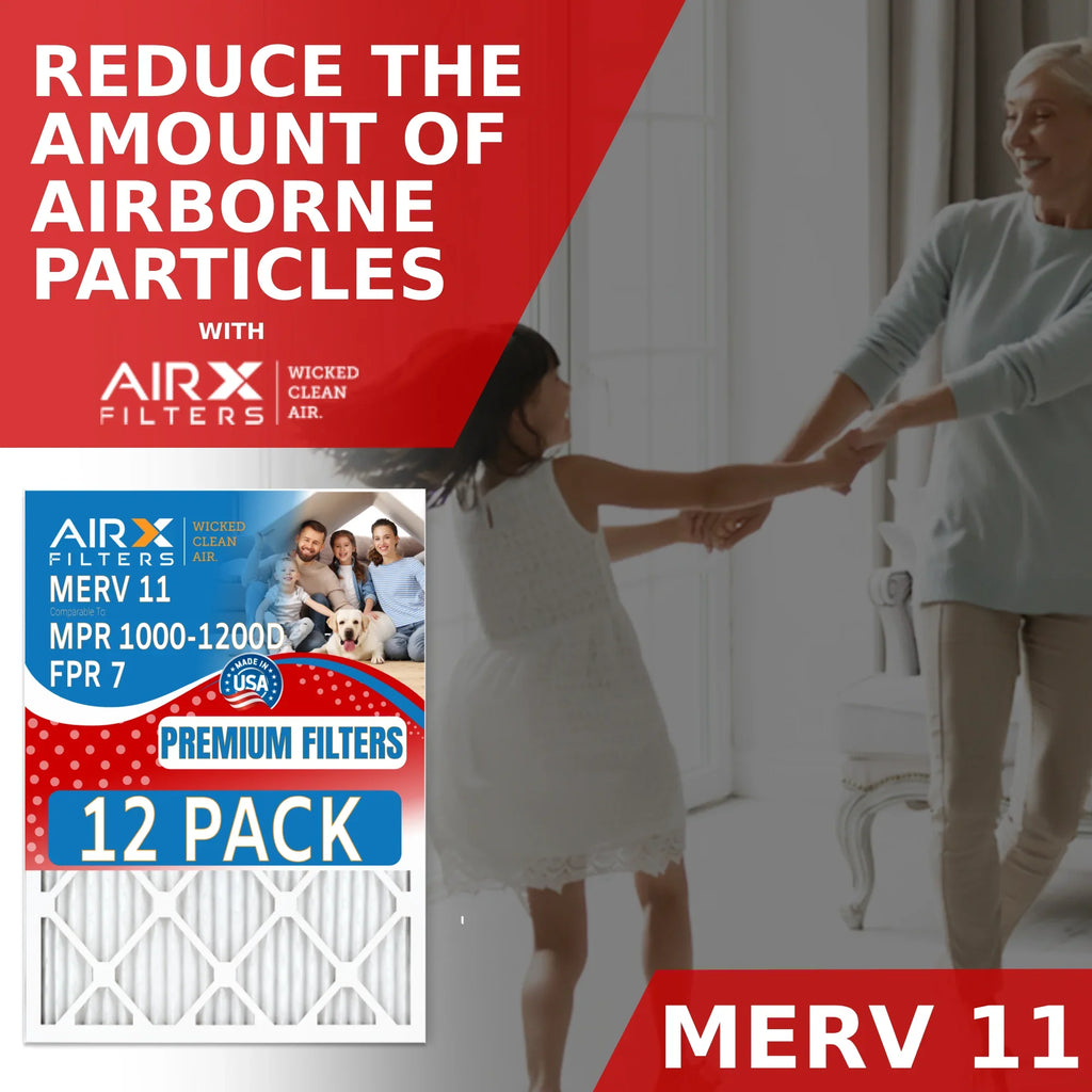 16x20x1 Air Filter MERV 11 Rating, 12 Pack of Furnace Filters Comparable to MPR 1000, MPR 1200 & FPR 7 - Made in USizeA by AIRX FILTERSize WICKED CLEAN AIR.