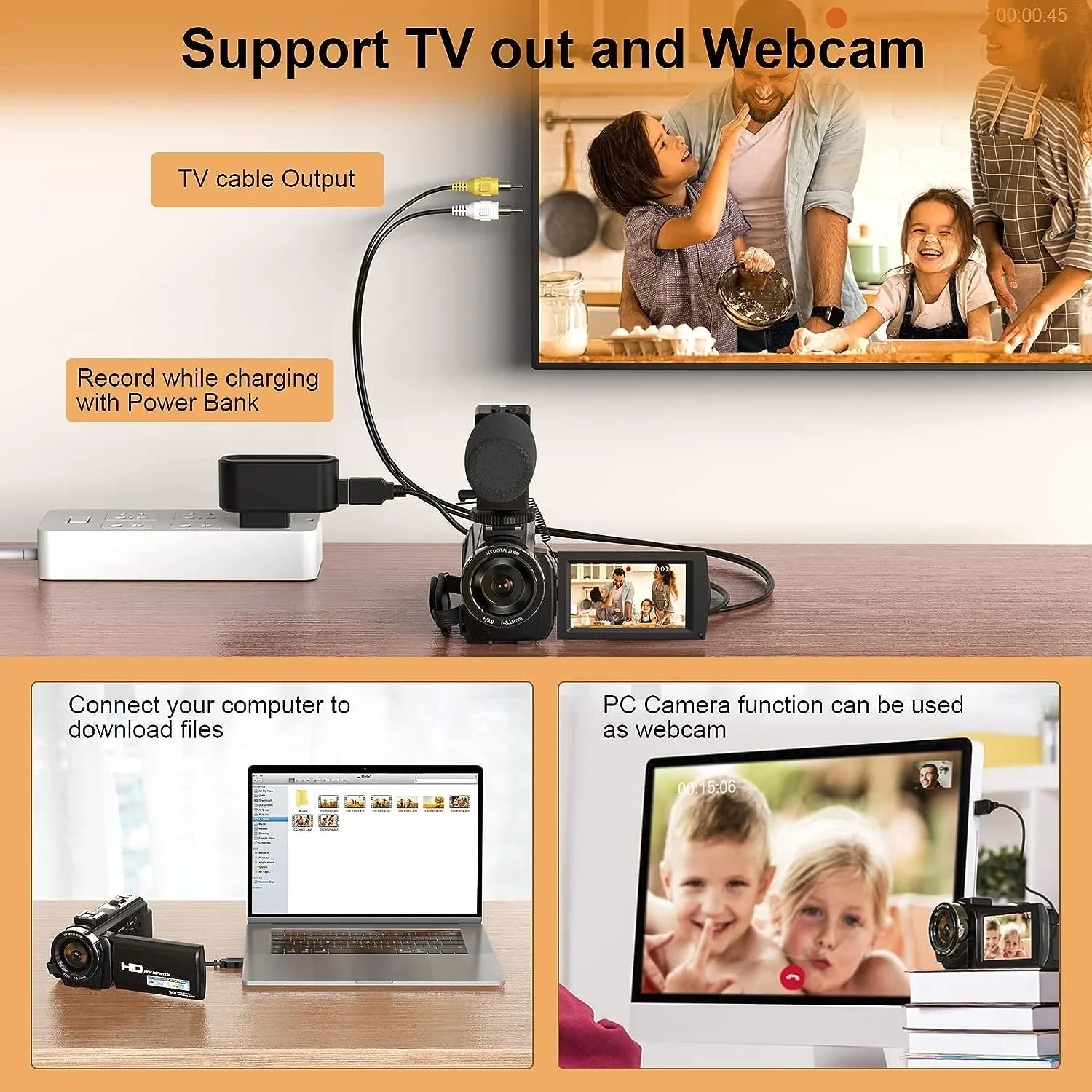 4K Camcorder Vlogging Camera for Youtube Ultra HD 48MP Video Camera with Microphone & Remote Control Wifi Digital Camera 3.0" IPSize Touch Sizecreen