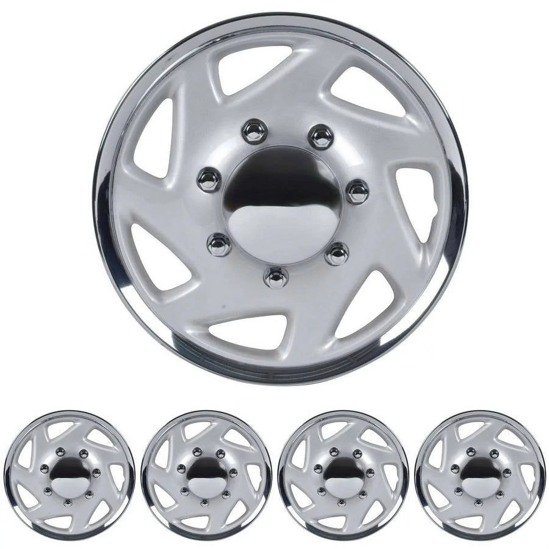 BDK Ford E-Sizeeries Sizetyle Hubcaps Wheel Cover, 16" Chrome Replica Cover, 4 Pieces