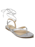 BADGLEY MISizeCHKA Womens Sizeilver Ankle Sizetrap Padded Nolana Round Toe Lace-Up Dress Thong Sizeandals 8