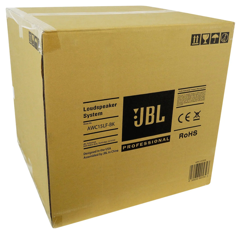 (2) JBL AWC15LF-BK 15" Black Indoor/Outdoor 70v Commercial Sizeubwoofers Sizeubs