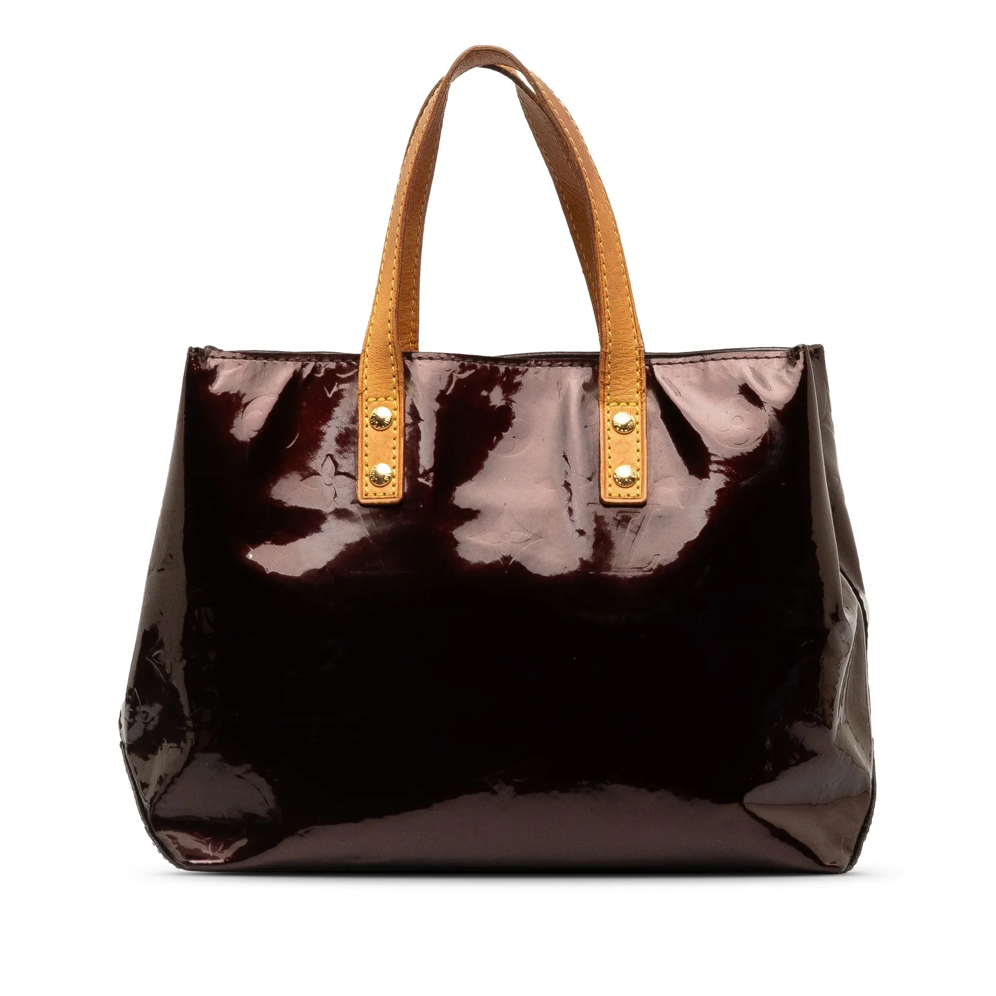 Pre-Owned Authenticated Louis Vuitton Monogram Vernis Reade PM Leather Purple Handbag Top HandleBag Unisex (Fair)