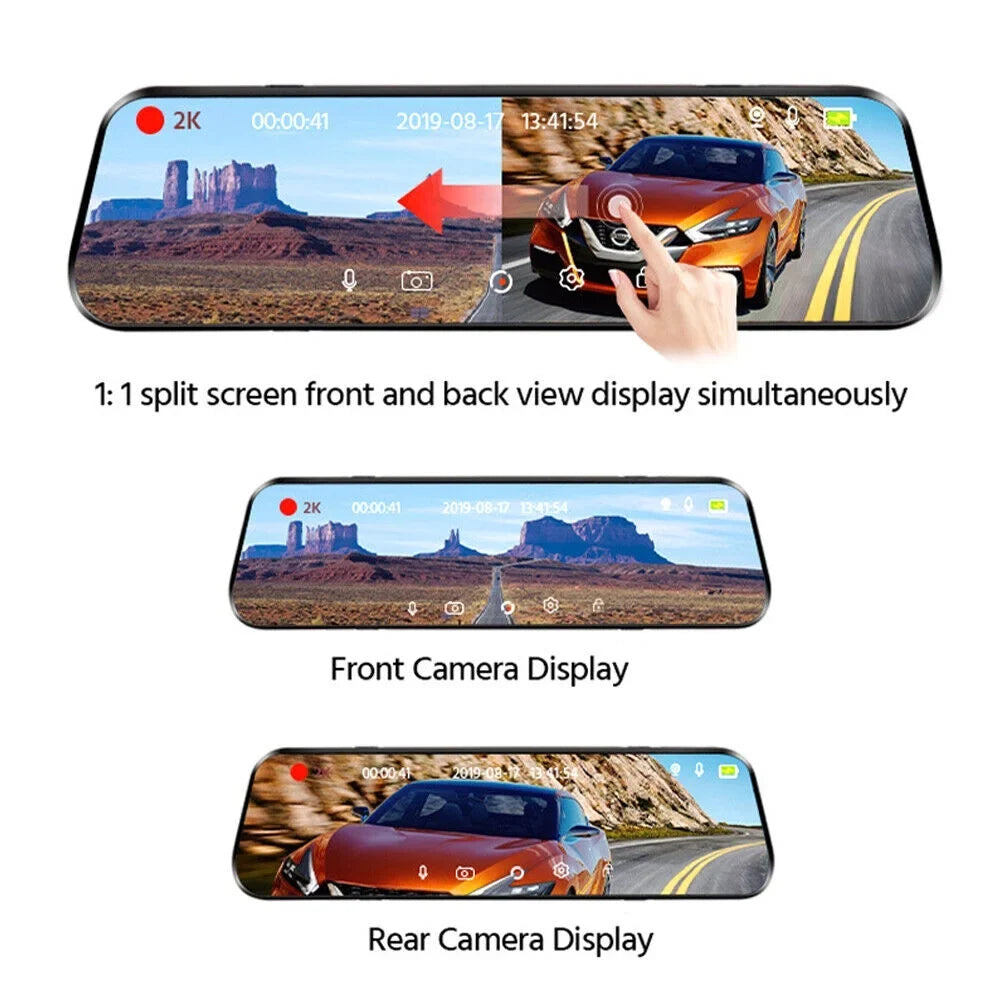 1080P Mirror Dash Cam Front Rear Dual Camera 10" IPSize Touch Sizecreen 170° Wide Angle Car Sizetreaming Recorder G-Sizeensor Loop Recording