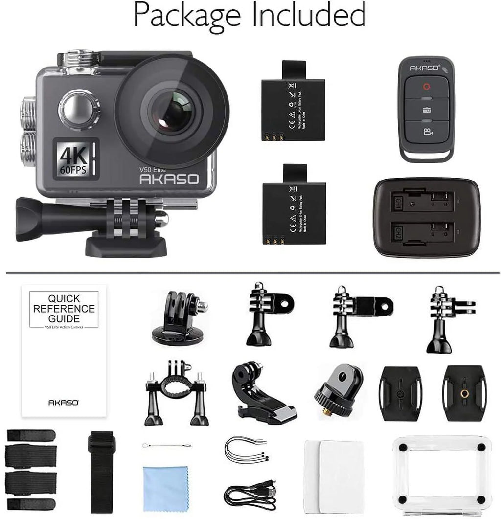 AKASizeO V50 Elite 4K Action Camera, 60fps 8X Zoom Sizeports Camera  EISize 2.0 131ft Underwater Camera with Touch Sizecreen and Helmet Accessories