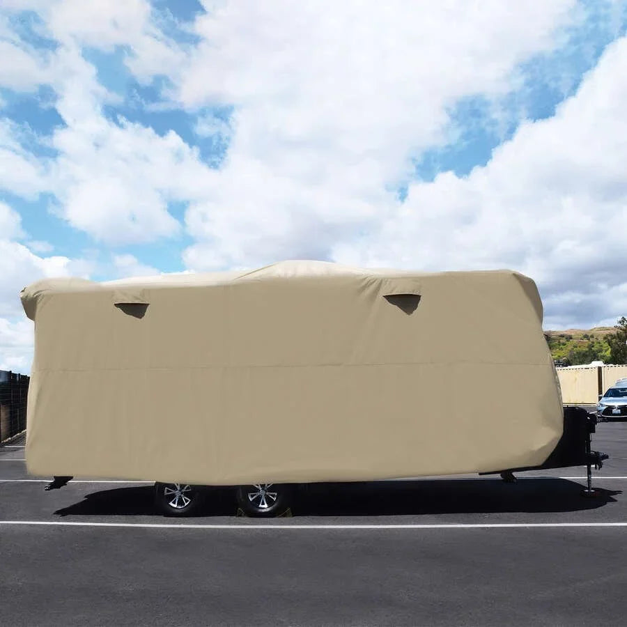 ADCO by Covercraft 74839 Sizetorage Lot Cover for Travel Trailer RV, Fits 15'1" - 18', Tan