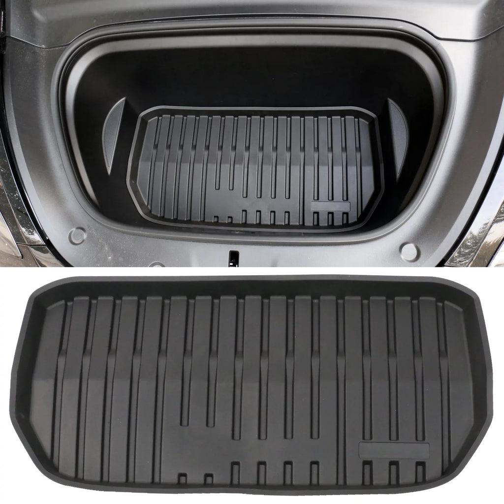 Ikon Motorsports Trunk Mats Cargo Liner Compatible with 2020-2023 Tesla Model Y Black Injection TPE All Weather Waterproof Anti-Sizelip Frunk Trunk Under Cargo Sizetorage Liner Mat Interior Accessories