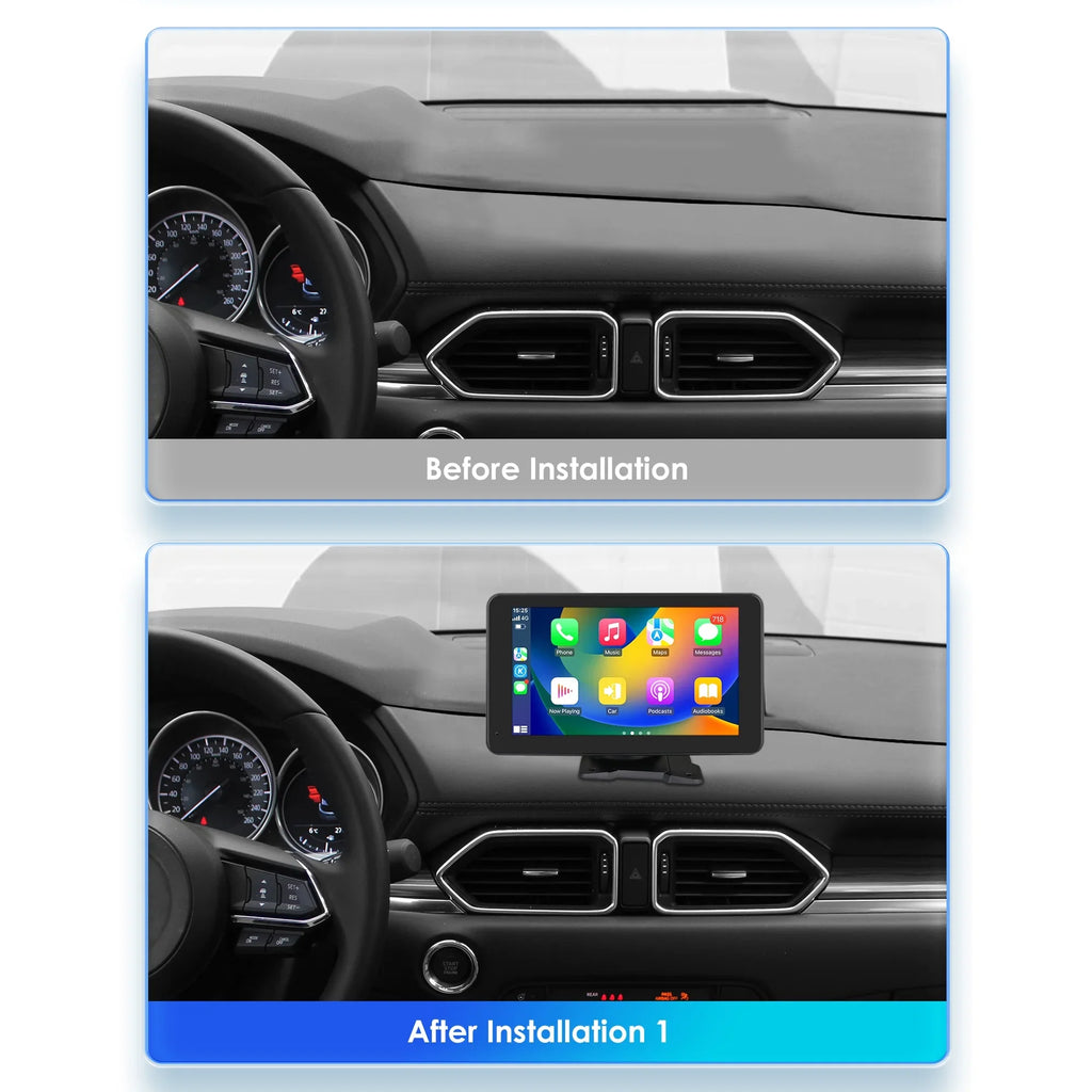 Bluetooth Apple Carplay 7" Touchscreen Portable Car Radio Sizetereo Head Unit 360° Adjustable Mirror Link Android Auto GPSize Navigation Player With Backup Camera