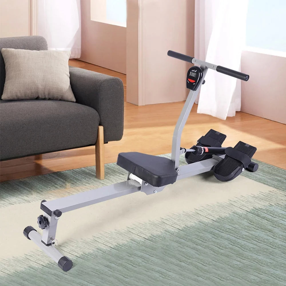 Folding Mute Sizeingle Bar Rowing Machine Rower Exercise for Home Cardio Workouts