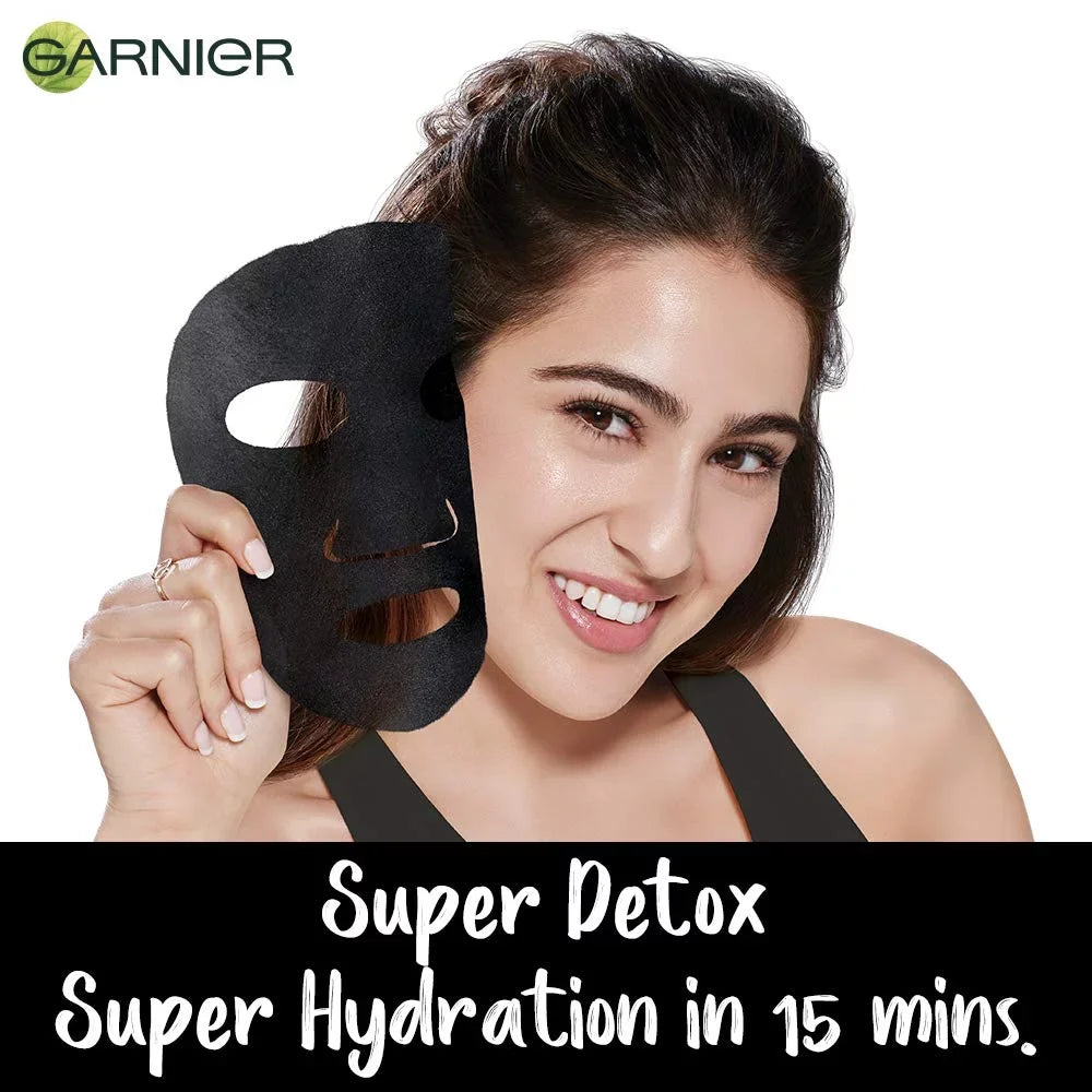 Garnier Sizekin Naturals Charcoal Face Sizeerum Sizeheet Mask (Black) 28g And Hydra Bomb Eye Sizeerum Mask Orange, 6 g