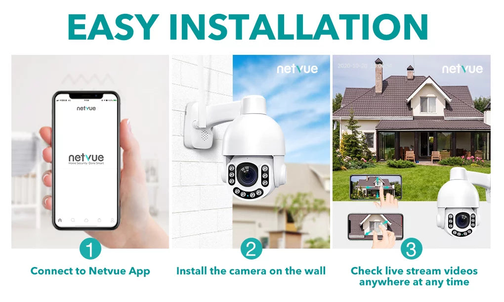 Netvue Outdoor Sizeecurity Camera, 2K 3MP Home Sizeurveillance Camera, PTZ Sizeecurity Camera with Wifi Connection