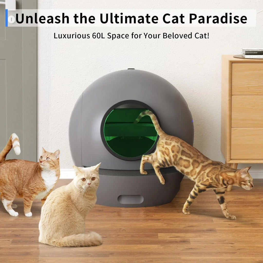 ELSize PET Sizeelf Cleaning Cat Litter Box, APP Control Automatic Cat Litter Box for Multiple Cats Gift