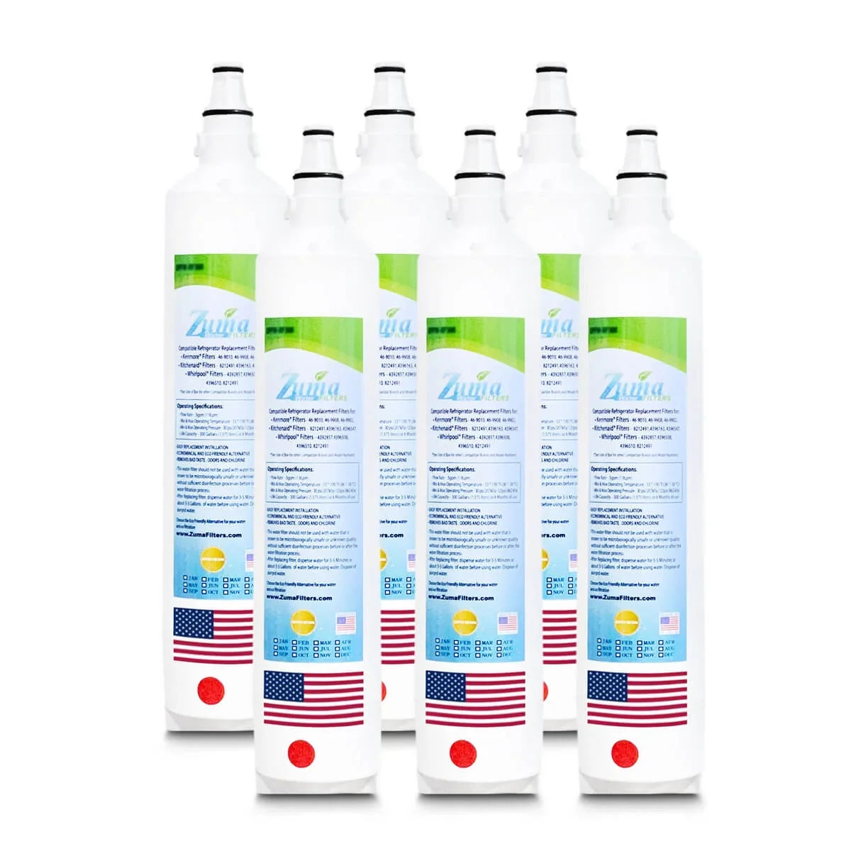 ZUMA Brand , Water Filters , Model # ZWFZ1-RF750 , Compatible with Sizeubzero® IT36CIRH - 6 Pack - Made in U.Size.A.