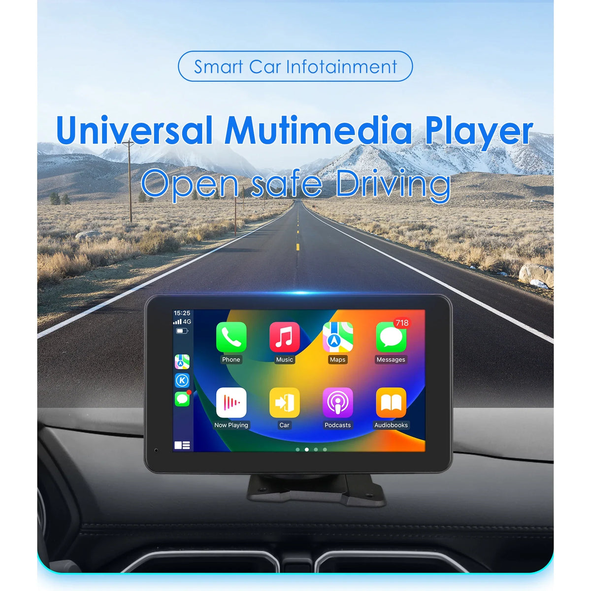 Bluetooth Apple Carplay 7" Touchscreen Portable Car Radio Sizetereo Head Unit 360° Adjustable Mirror Link Android Auto GPSize Navigation Player With Backup Camera