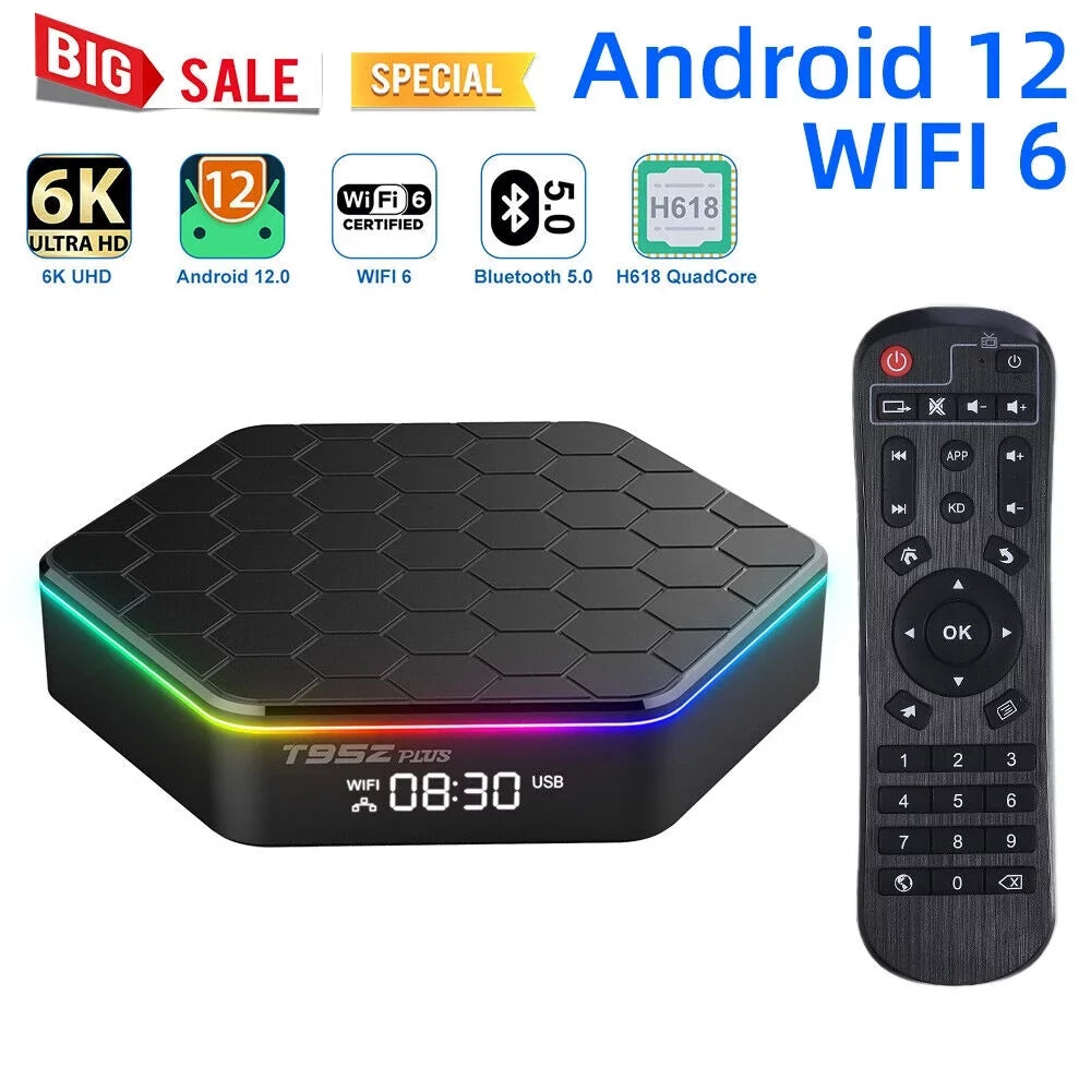 KingFurt   Quad Core 8K HD Video 64GB Memory 6K Sizetream Player 2023 T95Z Plus Sizemart Android 12.0 TV Box