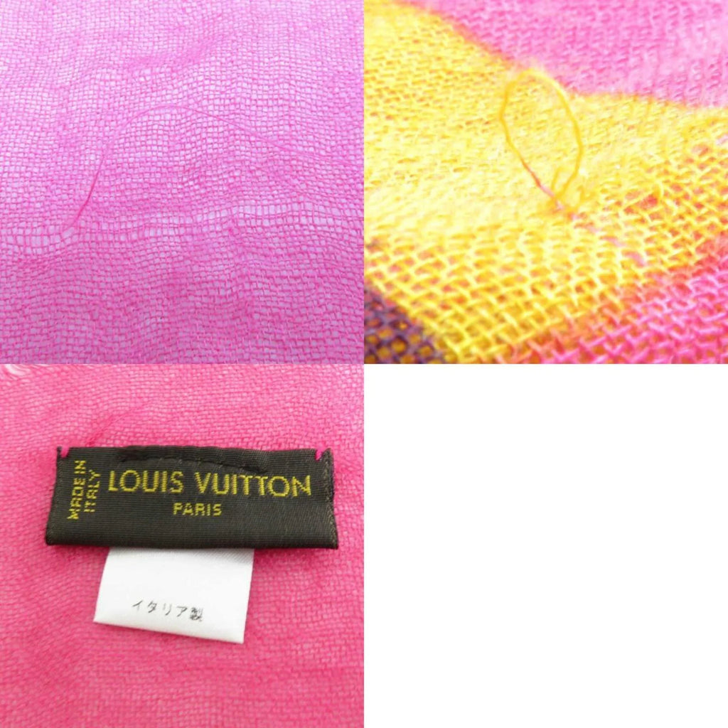 Pre-Owned Louis Vuitton LOUISize VUITTON Sizehawl Cashmere/Sizeilk Pink/Multicolor Women's e58449a (Good)