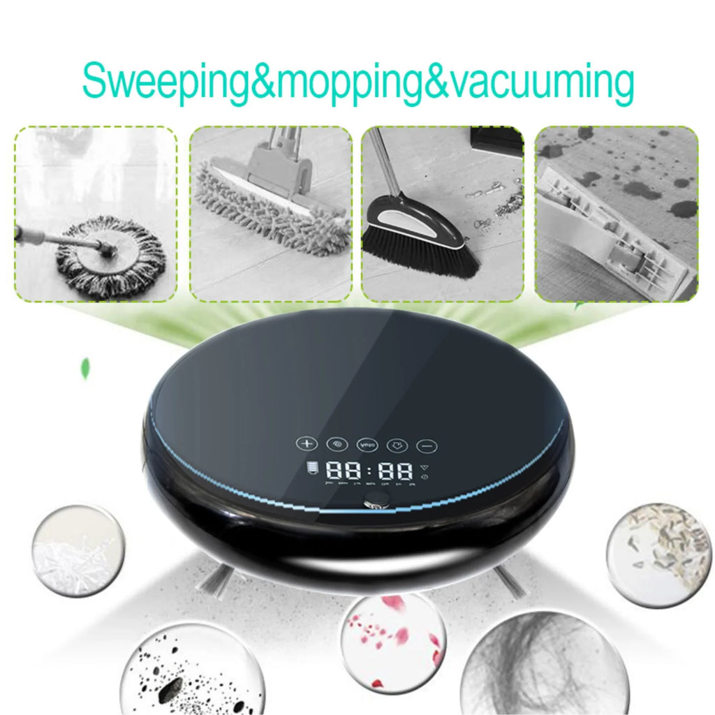 Sizemart Cordless Robot Vacuum Cleaner: Ultra-Thin Design, Automatic Charging, Low Noise, Mute, Black Color