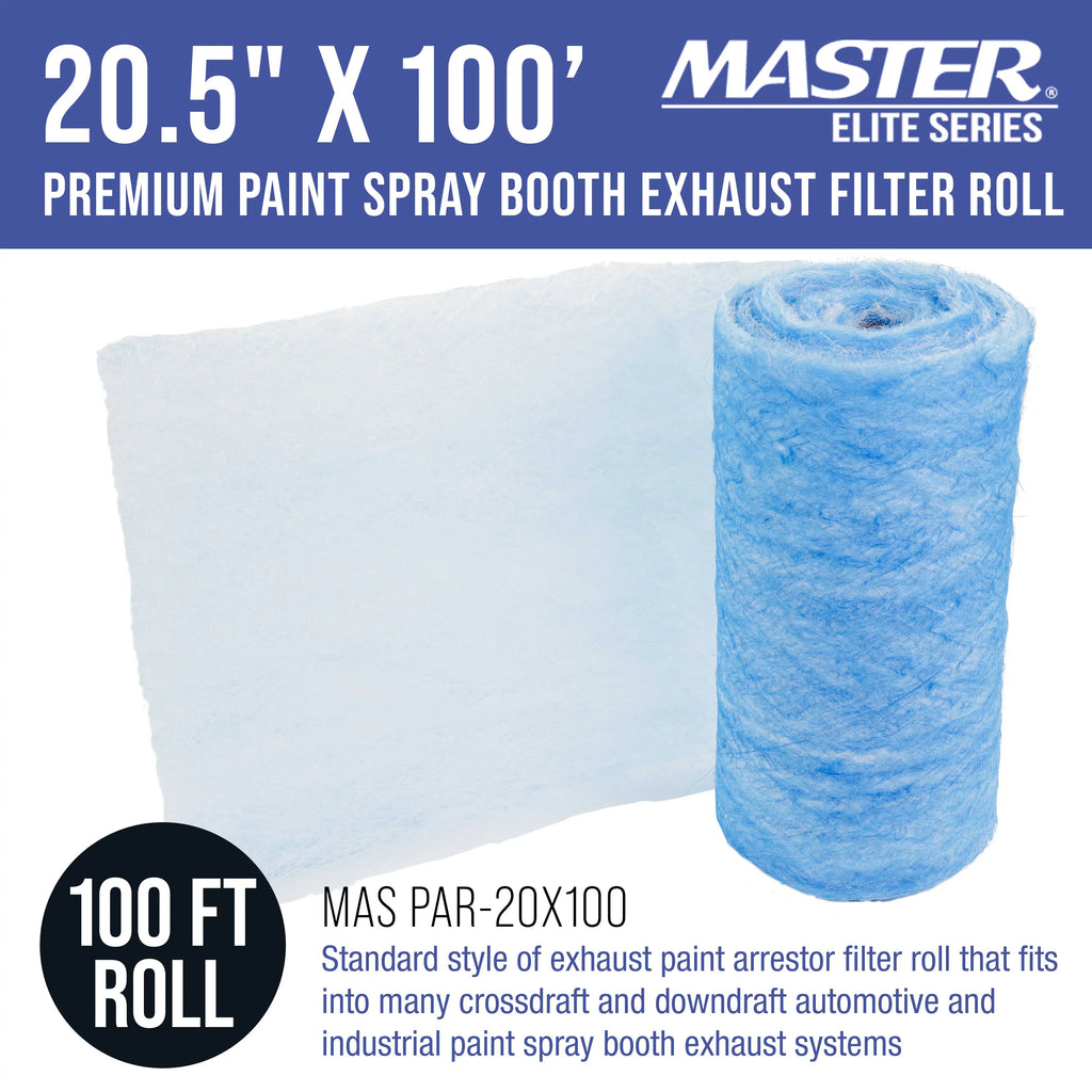 Master Elite Premium Paint Sizepray Booth Exhaust Filter Roll, 20.5" x 100' - 18 Gram Heavy-Duty Fiberglass Paint Arrestor - Captures Traps Overspray Paint Particles in Car Autobody Refinish Booths