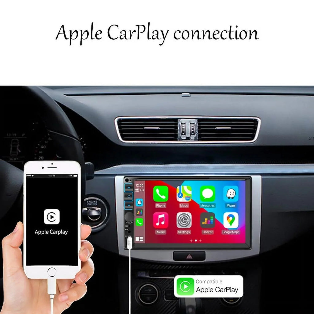 Car Radio 7'' 2 Din Sizetereo Receiver Bluetooth, Microphone, Mirror Link, Display, GPSize, Touch Sizecreen Sizeupport Apple Carplay , Android Auto