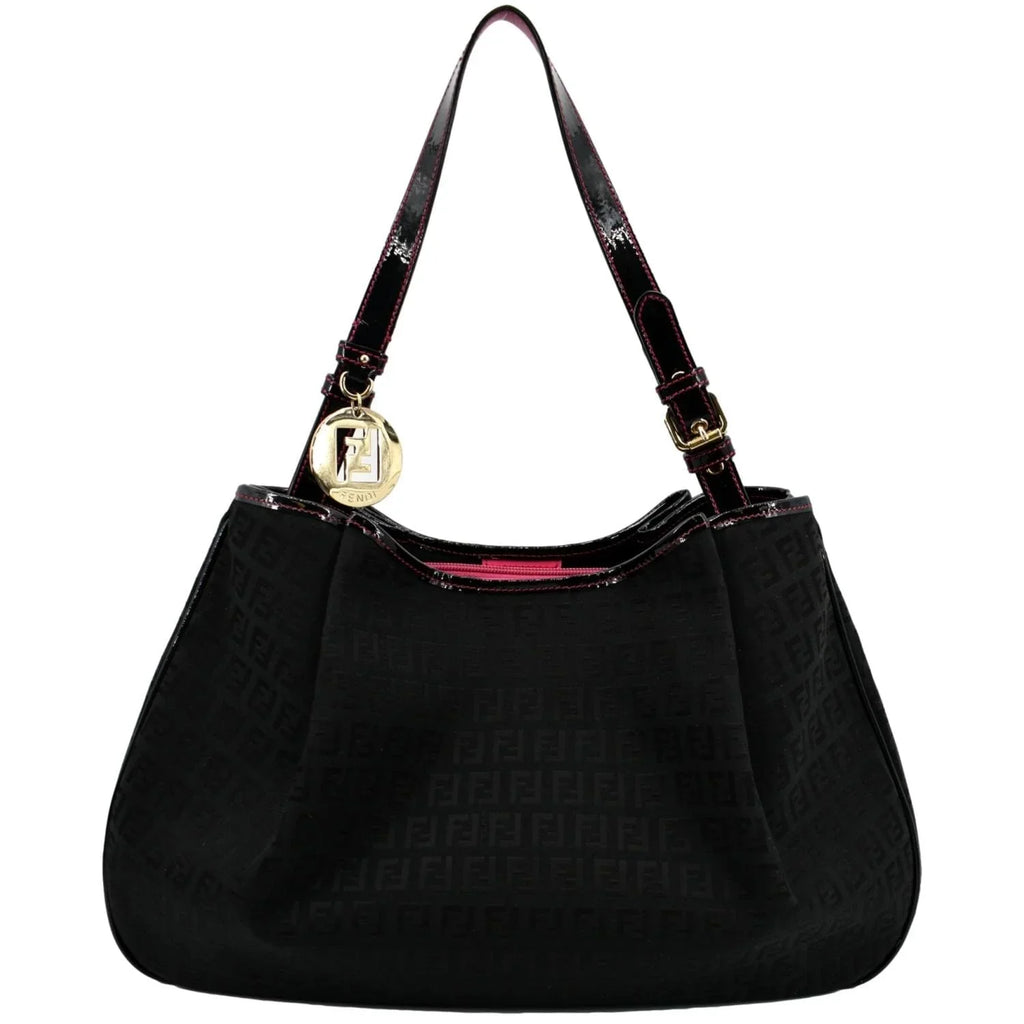 Pre-owned FENDI Zucchino Print Canvas Sizehopping Tote Bag Black