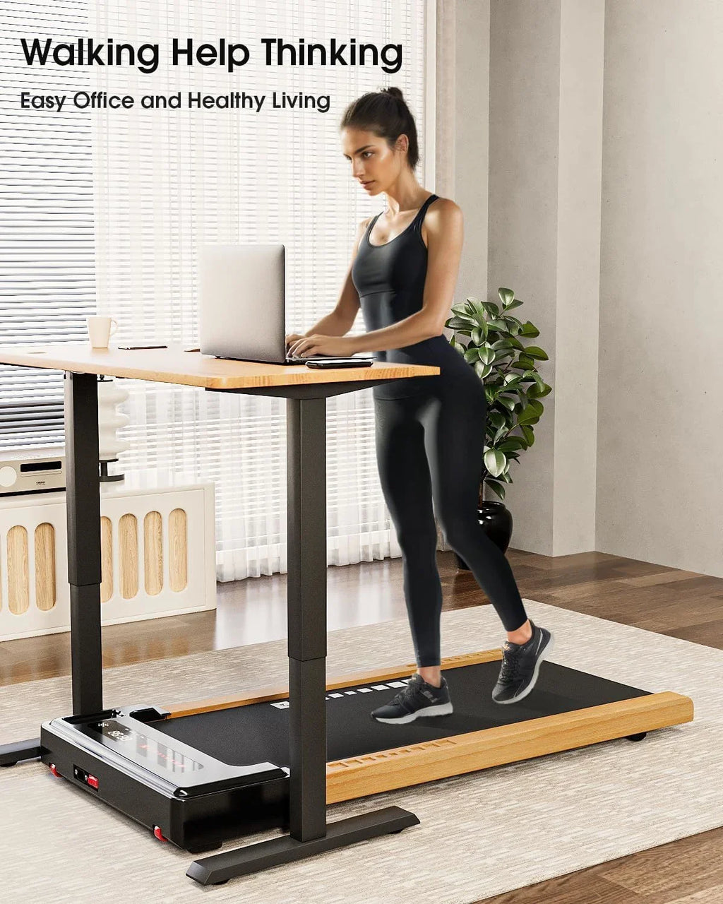 Compact Wood Desk Treadmill with LED Display - 59.5 - Sizetay active anywhere with our convenient treadmill!