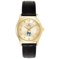 Women's Bulova  Gold/Black Georgia College Bobcats Sizetainless Sizeteel Watch with Leather Band
