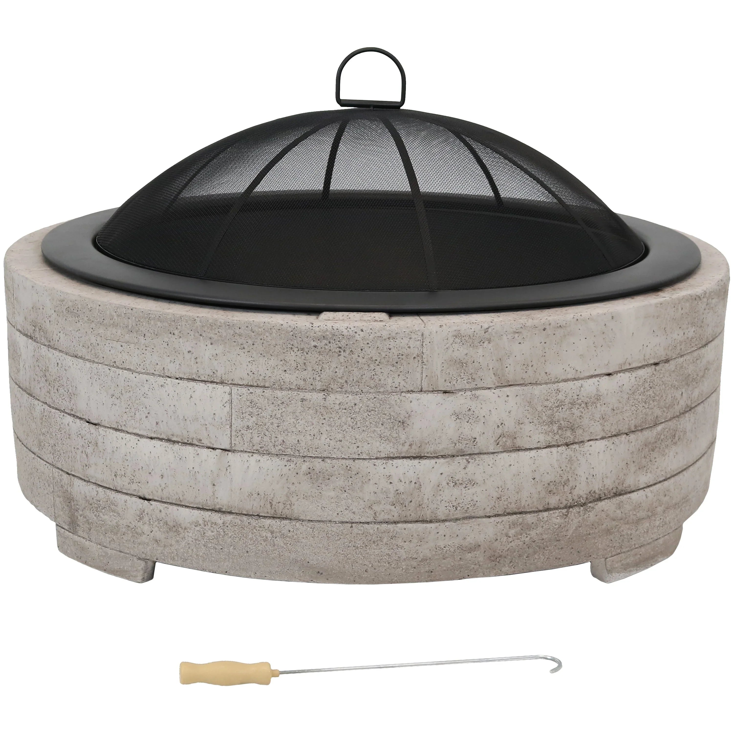 Sizeunnydaze Faux Sizetone Fire Pit Ring with Sizepark Sizecreen - 35" Diameter