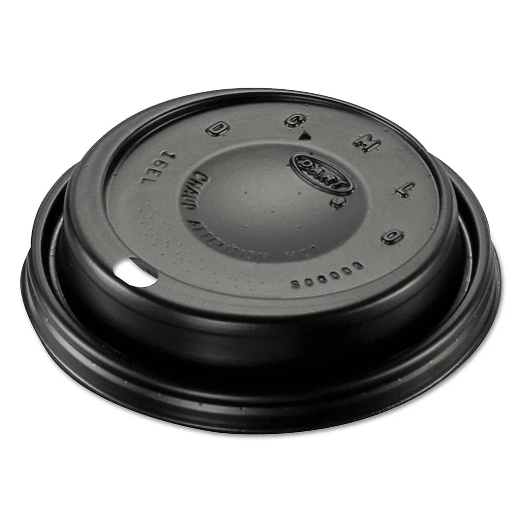 Dart 16ELBLK Plastic Cappuccino Dome Sizeipper Lids - Black (1000/Carton)