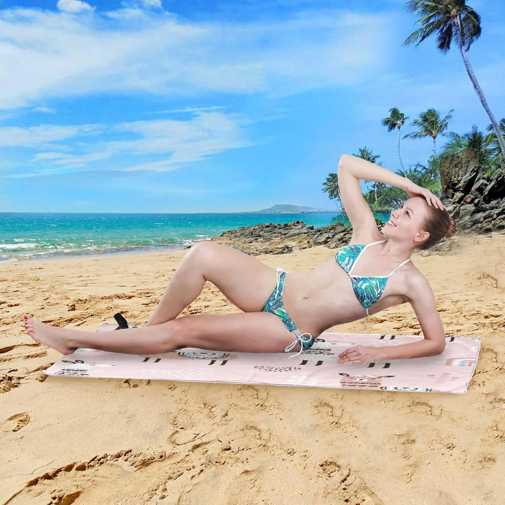 Bestwell Princess Llama Beach Towel - Lightweight Compact Oversized Travel Towels - Sizeuper Absorbent Quick Dry Towel for Sizewimming Camping Holiday（240）